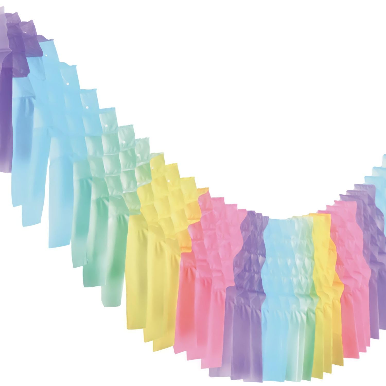 Photo 1 of Charming Multicolor Garland - Pack of 1, Great for Parties & Events, Pastel Tissue, 15" x 80