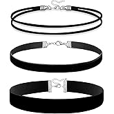 Ronglry 3pcs Black Choker Necklace for Women Black Velvet Choker Set Layered Black Choker Necklaces Classic Chokers for Women