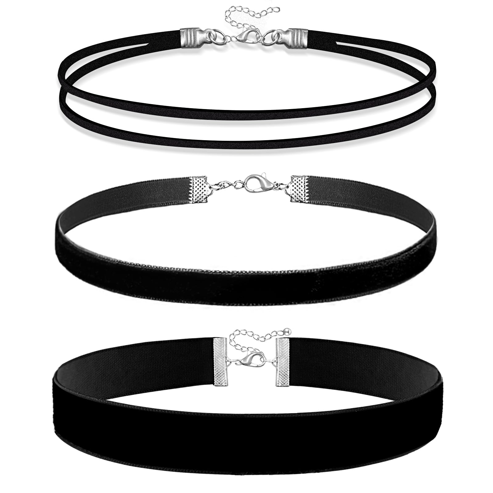 Photo 1 of 3pcs Black Choker Necklace for Women Velvet Choker Set Layered Choker Necklaces Classic Chokers for Women Adjustable Black Collar Necklace for Party Cosplay Birthday Jewelry Gifts-A