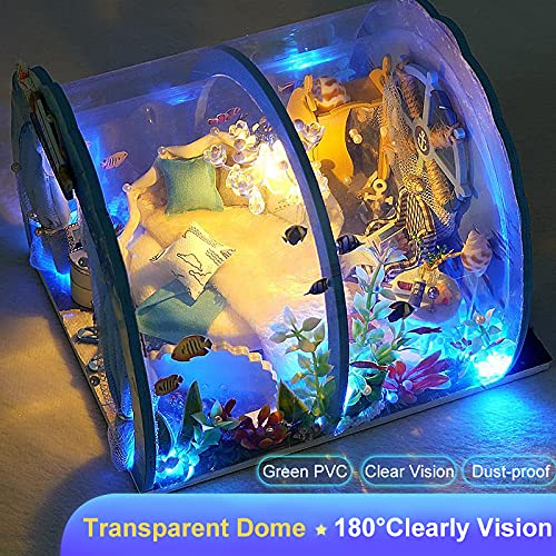 GuDoQi DIY Miniature Dollhouse Kit, Miniature House Kit 1:24 Scale,Tiny House kit with Furniture, Great Gift for Birthday Easter Day, Sweet Home of Mermaid Princess