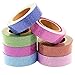 Wise Bird Decorate Mother's Day Gift Rainbow Glitter Sparkle Washi Masking Sticky Adhesive DIY Tape, School Class Office Birthday Notebook Arts & Crafts Gift Tape, 32ft/roll, Set of 7-G01