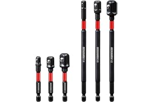 Geinxurn 6Pcs Impact Socket Adapter Set,1/4" 3/8" and 1/2" Drive, (3" and 6") Extension Bit with Holder, Adapt Your Power Drill to High Torque Impact Wrench