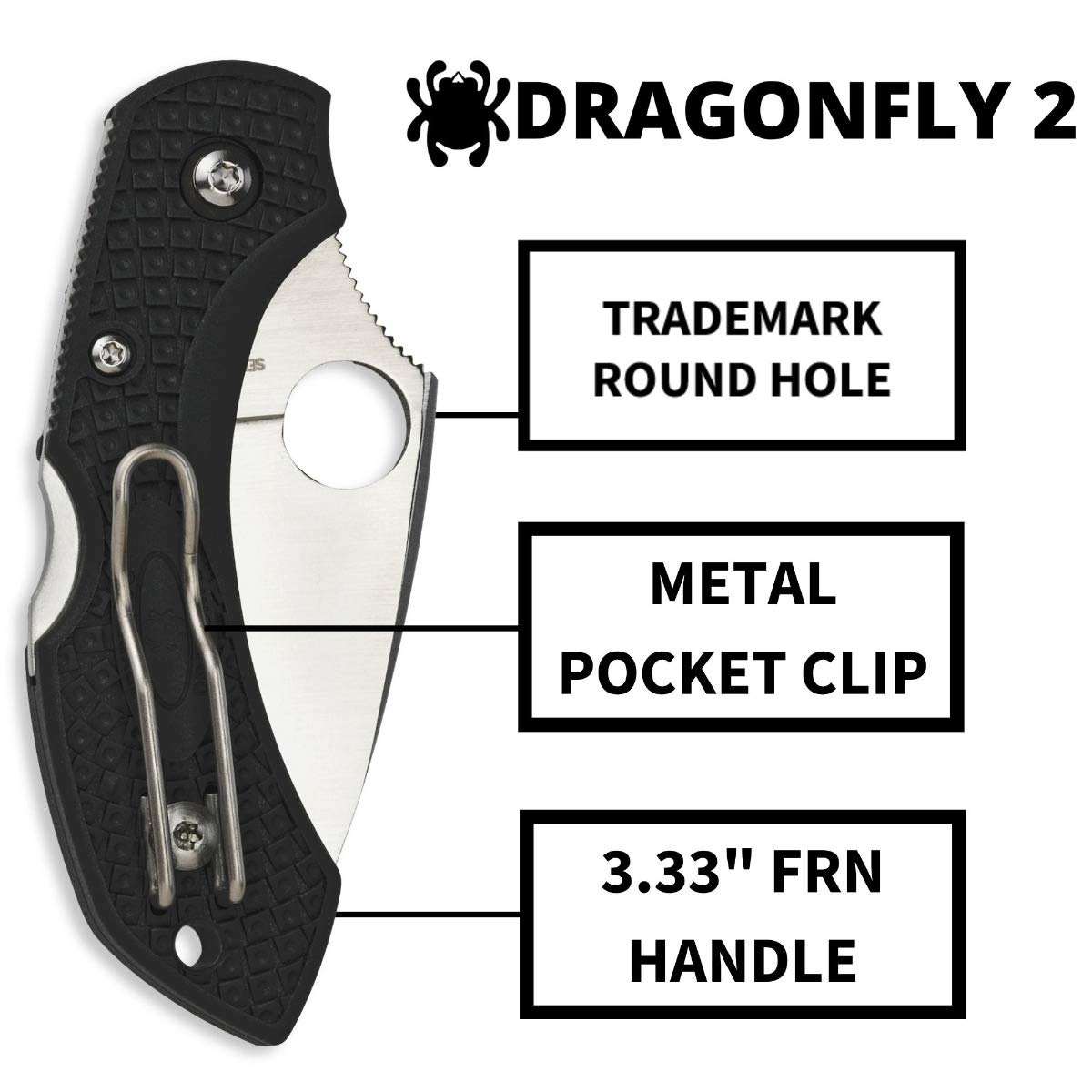 Spyderco Einhandmesser Dragonfly2 Lightweight, Schwarz, One size, C28PBK2 4