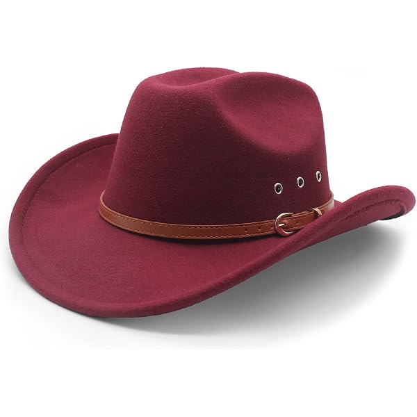 Amazon.com: Women Men Leather Belt Felt Hats Wide Brim Warm  display picture 2