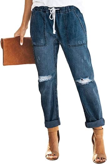 elastic waist boyfriend jeans