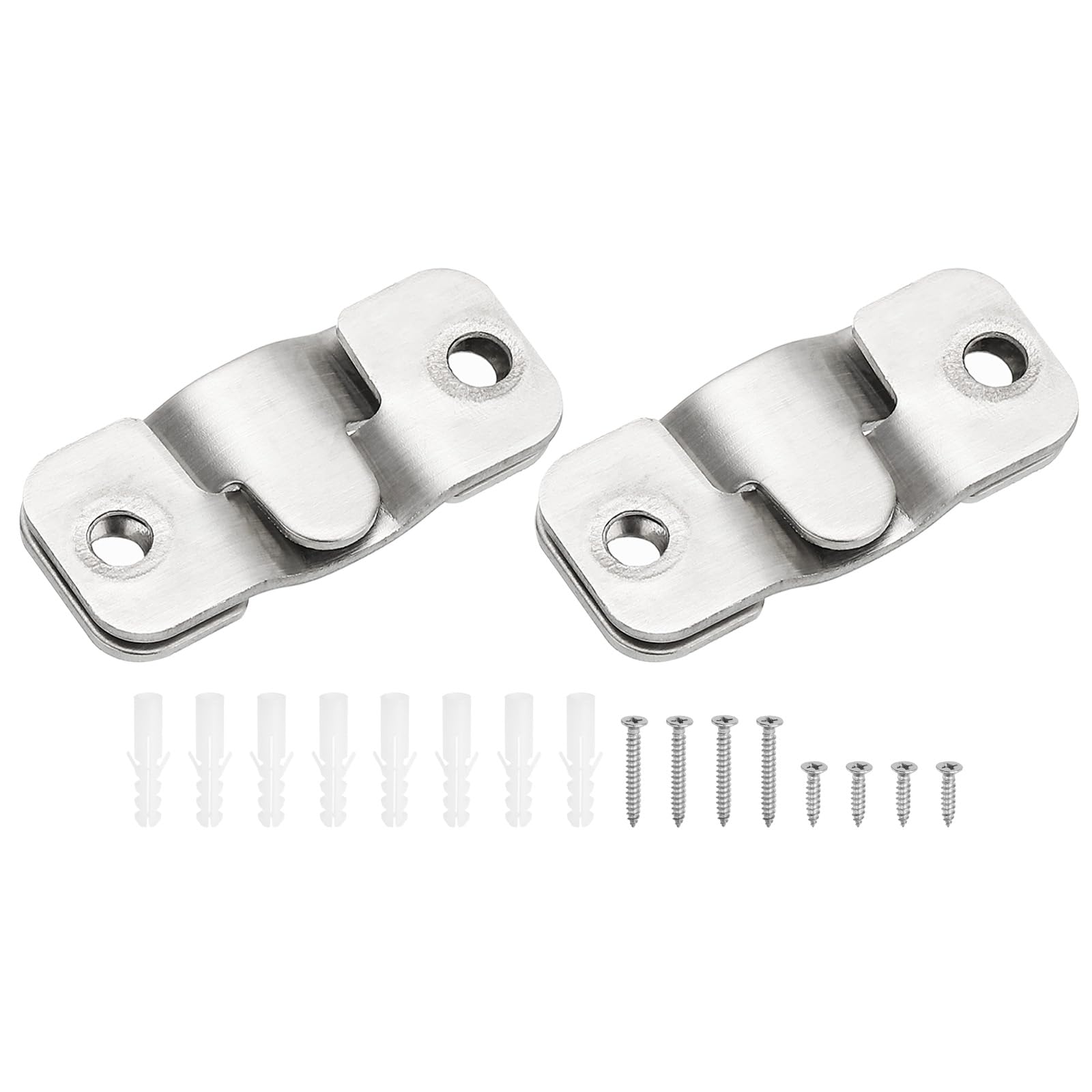 PATIKIL Flush Mount Bracket 43x19mm, 2 Pairs Interlocking Hanging Buckle Stainless Steel Wall Mount Hanger Hooks for Picture Frame, Art, Clock, Shelves, Mirrors, Silver Tone