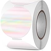 YIKIADA Holographic Thermal Labels Vinyl 2 Inch Self-Adhesive Rainbow Direct Dot Stickers Roll Waterproof Printable Circle Decals for QR Code DIY Name Tag 300 PCS