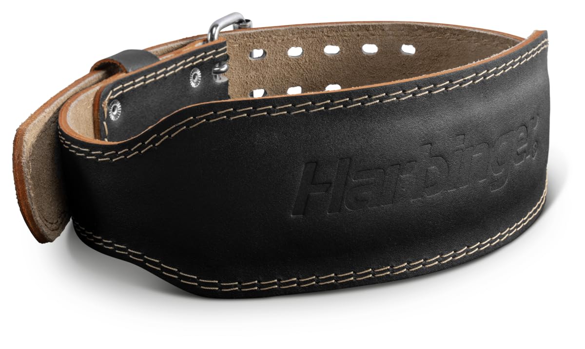 Harbinger Padded Leather Weightlifting Belt 2.0-4" or 6" Width - Foam Cushioning, Tapered Design for Support & Mobility, 4 Inch, XX-Large Image