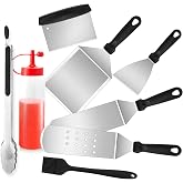 Joyfair 8Pcs Griddle Spatula Accessories for Blackstone, (PP Handles) | Stainless Steel Flattop Griddles Accessory Tool Kit with Metal Spatulas, Burger Turner Flipper For Outdoor BBQ Grilling