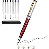 Shiduode Luxury Ballpoint Pens, Retractable Metal Pen with 7 Refills (Black, Blue, Red) for Smooth Writing - Executive Office Desk Accessories, Ideal Gifts for Professionals, Teachers, Nurses