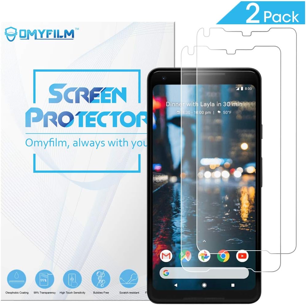 [2 Pack] Pixel 2 XL Screen Protector [Shatter Proof] OMYFILM Google Pixel 2 XL Tempered Glass Screen Protector [Highly Transparent] Quick Response Glass Screen Protector for Pixel 2 XL