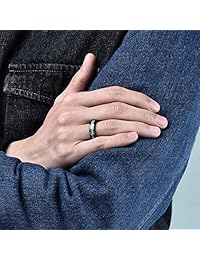 King Will Nature - Anillo de carburo de tungsteno para hombre de 0.236 in, con incrustaciones de fragmentos de ópalo, multicolor