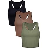 3 Pieces Crop Tops for Women, Workout Tops Basic Cropped Tank Tops Sleeveless Racerback Sports Gym Crop Tank for Teen Girls