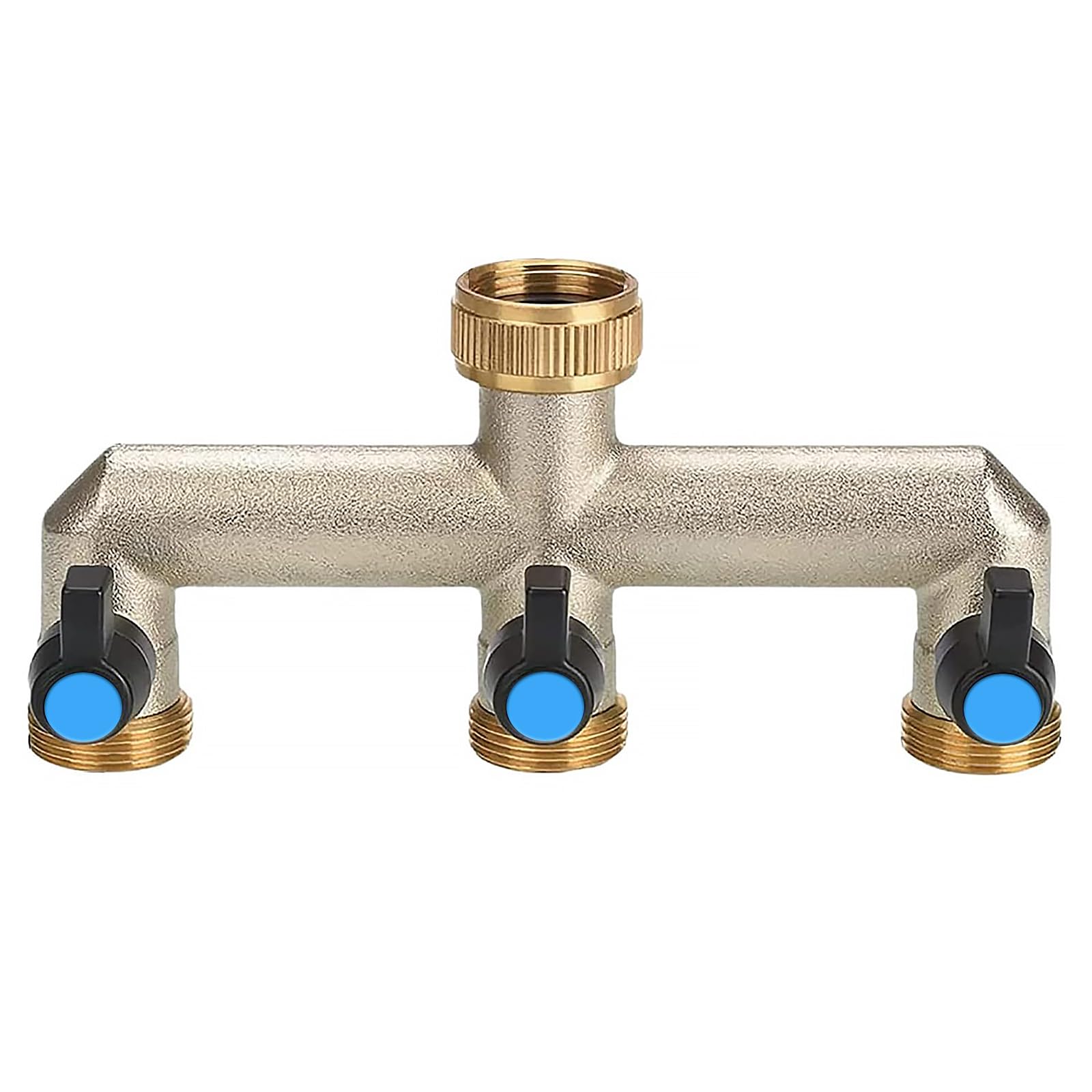 Brass Garden Tap Splitter 3 Way Hose Manifold,Multi Tap Connector,Faucet Splitter,Hose Bib Splitte,3/4” Tap.Diverter Adapter Hose Pipe TapSplitter,Dual tapConnection 3 Ports with On/Off Valves