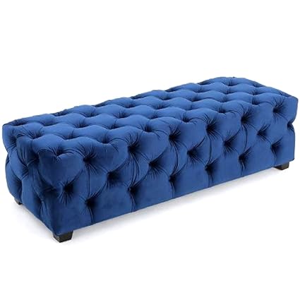 Amazon Com Ghy Tuft Bench Navy Blue Button Ottoman Living