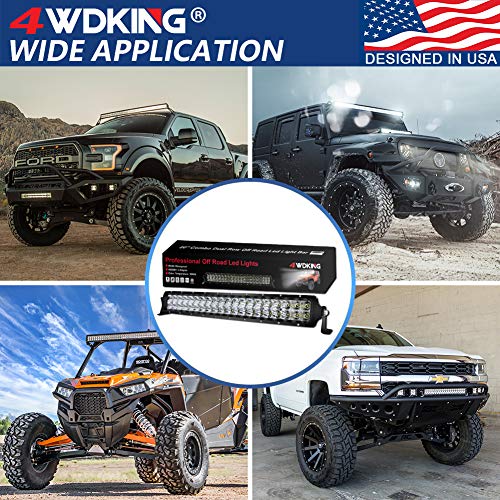 LED Light Bar 6 Inch 2PCS, 4WDKING USA Design IP68&IP69K Waterproof Premium LED Combo Off Road Work Light Truck Fog Lamp Mount on Front Bumper and Grille Fit for Ford F150 TOYOTA Tacoma JEEP Wrangler