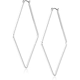 Nine West Women's Square Clicktop Hoop Earrings Silver Tone