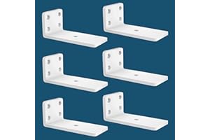 MLOQI 6 Pack Floating Shelf Bracket Heavy Duty, Hidden Shelf Brackets 5mm Thick L Brackets for Shelves up to 50 KG(White 12.7cm)