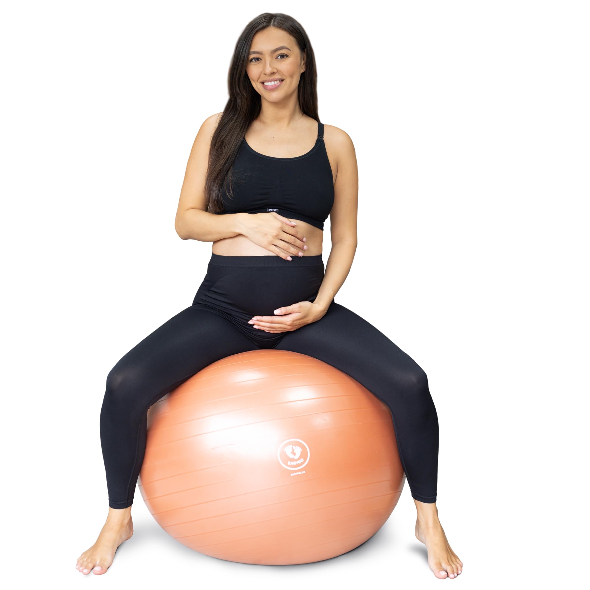 BABYGO® Birthing Ball For Pregnancy Maternity Labour & Yoga + Our 100 Page Pregnancy Book, Exercise, Birth & Recovery Plan, Anti-Burst Eco Friendly Material (Terracotta, 65cm)