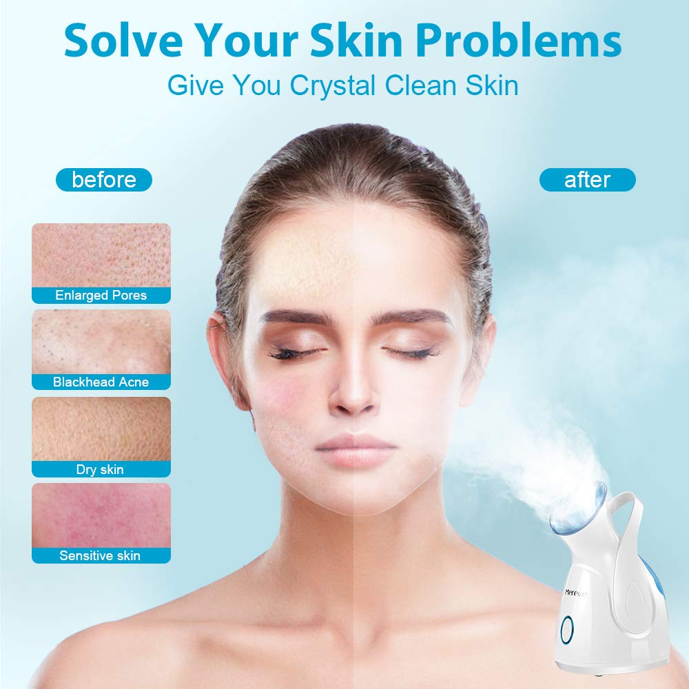 Facial Steamer Face Steamer – Nano Ionic Face Steamer for facial Home Facial Humidifier for Face for Face Sauna Spa Sinuses Moisturizing Cleaning Pores, Facial Spa with Skin Kit and Hair Band: Beauty