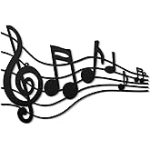 Yulejo Black Music Notes Wall Decor Musical Art Decoration Vintage Treble Clef Wall Hanging Sign for Home Studio Living Room Bedroom Birthday Party