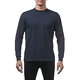 Pro Club Men's Heavyweight Cotton Long Sleeve Crew Neck T-Shirt, Navy, 3XL-Tall