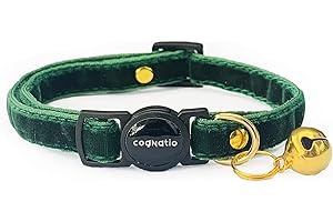 Cognatio Safety Quick Release Cat Collars,Double Velvet with Bell Available in a Range Colors,Perfect for Your Kitty, Adjustable 20-30 cm (20-30cm, XmasGreen)