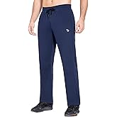 baleaf Men's Fleece Lined Water Resistant Pants Winter Thermal Sweatpants with Zipper Pockets Warm Open Bottom