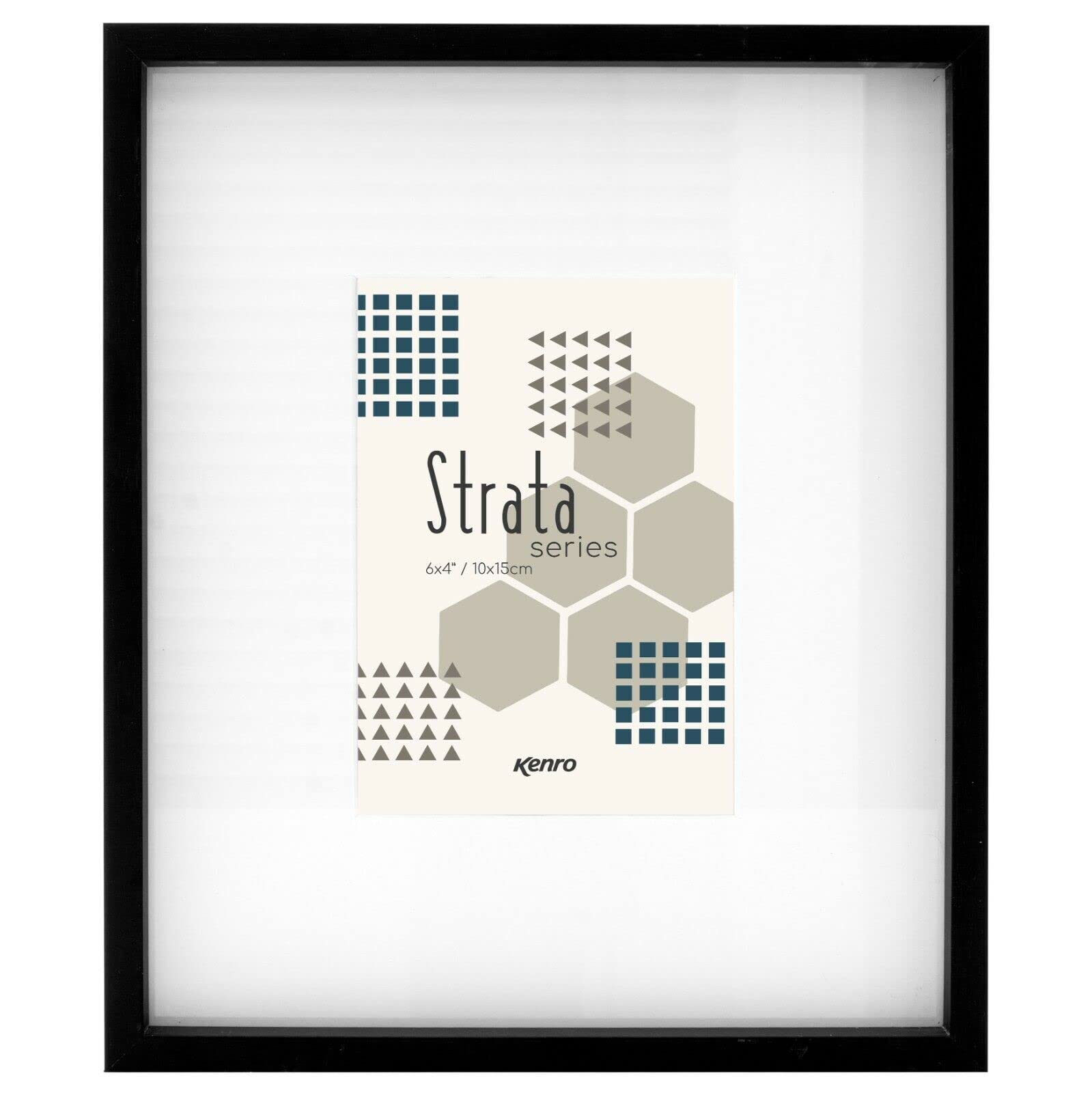 Kenro Strata Series Black Photo Frame 12x10 Inch / 25x30cm with Wide Mat for Photo 7x5 Inch / 13x18cm - ST1318B