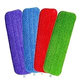 Aneco 4 Pieces Mop Cleaning Pads Microfiber Mops Pad for Reveal Mops Washable Spray Mops, 16.5 x 5.5 inch