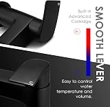 Wasserrhythm Black Waterfall Bath Taps Brass Round Dual Lever Deck Mounted view 6