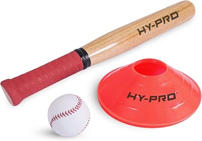 Hy-Pro Rounders Play Set With 18 Inch Wooden Bat Cones Carry Bag Kids Family