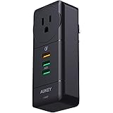 AUKEY USB Wall Charger with Rotate Plug, One Quick Charge 3.0 Port, and Dual AiPower Ports for Home Appliances, Phones, Tablets, and More