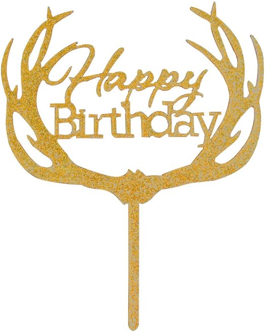 Amazon Com Gold Happy Birthday Cake Topper Monogram Acrylic