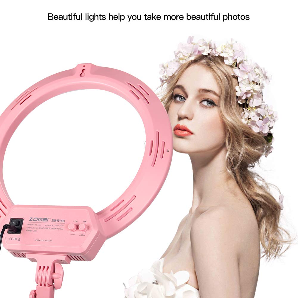 ZOMEI Ring Light Kit,16 inch Ring Light with Stand,LED Dimmable 50W Adjustable 3200-5500K Carrying Bag for Camera Smartphone, You Tube,Self-Portrait Shooting Good for Beauty Facial Make Up Live Stream