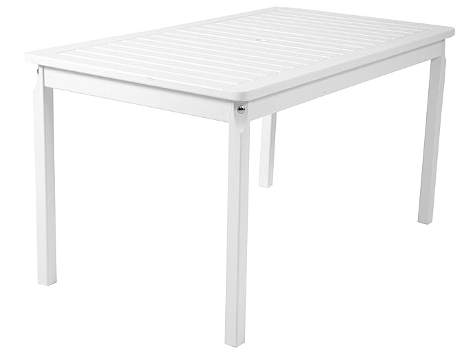 Ambientehome Gartentisch Tisch Massivholz Esstisch EVJE, Weiß, ca. 135 x 77cm