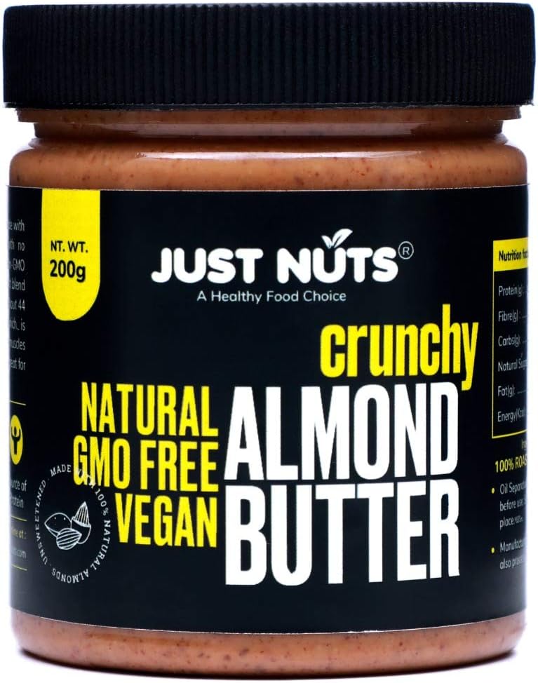 Just Nuts All Natural Almond Butter 200gm (Unsweetened, Non-GMO, Gluten Free, Vegan)