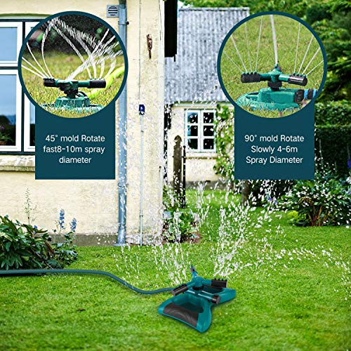 FITMAKER Lawn Sprinkler, 360 Degree Rotating Sprinkler Irrigation System with Leak Free Design Durable 3 Arm Sprayer for Garden and Lawn - Thumbnail 4