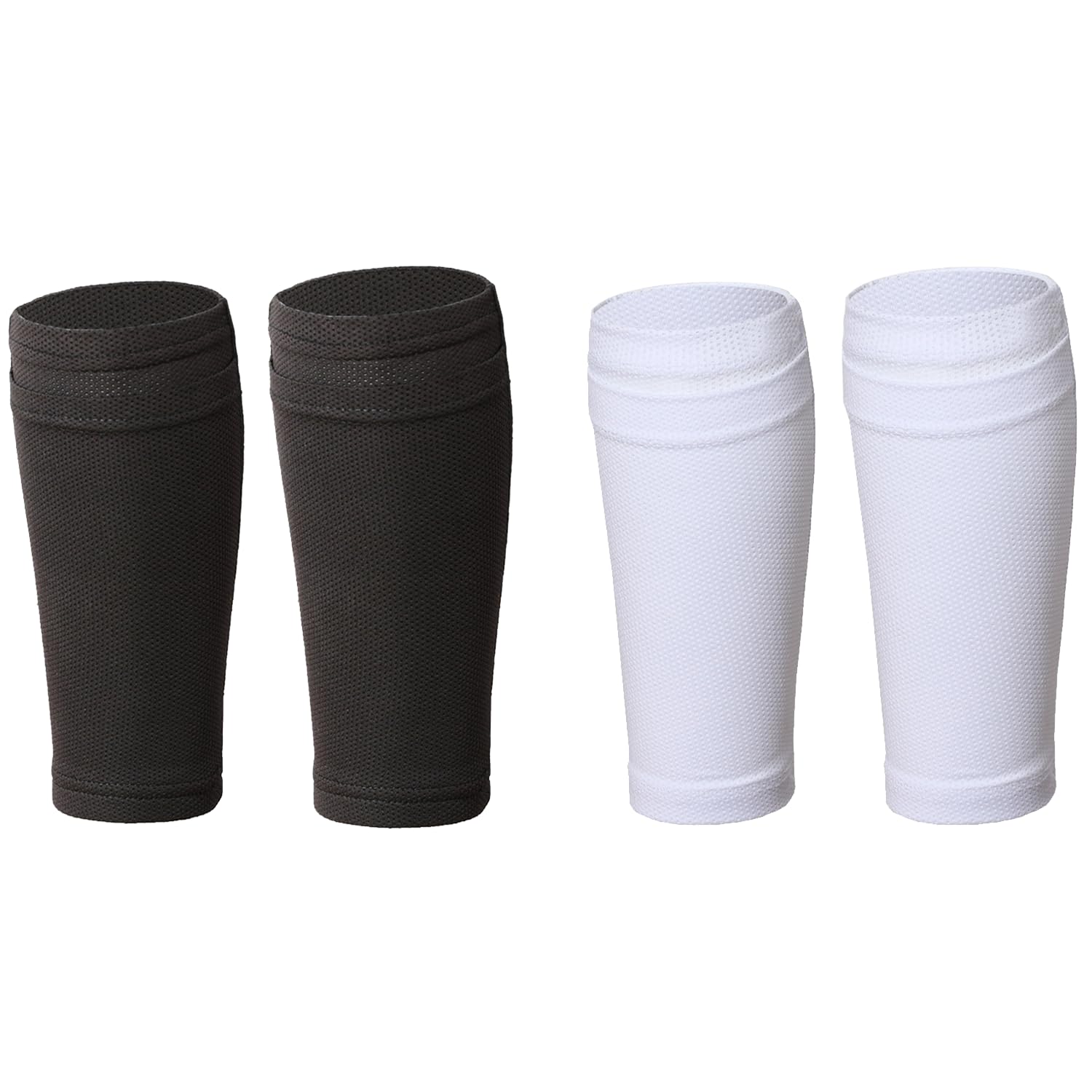 ZEACCT 2 Pair Footless Compression Calf Sleeves for Men & Women - Shin Splints Support & Pain Relief, Ideal for Running, Recovery, and Sports (Black & White, Breathable & Comfortable)