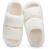 Tunmigame Womens Fuzzy Open-toe Slippers Fluffy Soft Comfy Memory Foam Indoor House Shoes Faux Fur