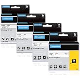 Aonomi 18488 Replace for Dymo Rhino Flexible Nylon Industrial Label 1/2'' | A18488 Label Tape Compatible with DYMO Rhino Pro 4200 5200 5000 6000 3000 Label Maker,1/2'' x 11.5' (12mm x 3.5m), 4-Pack