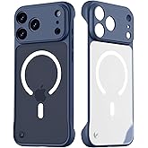 Norllben Magnetic Slim Case for iPhone 17 Pro Max, Compatible with MagSafe, Clear Frosted Ultra-Thin Frameless Borderless Design Cover Bumper (6.9-inch 17 Promax OriginFit), Blue