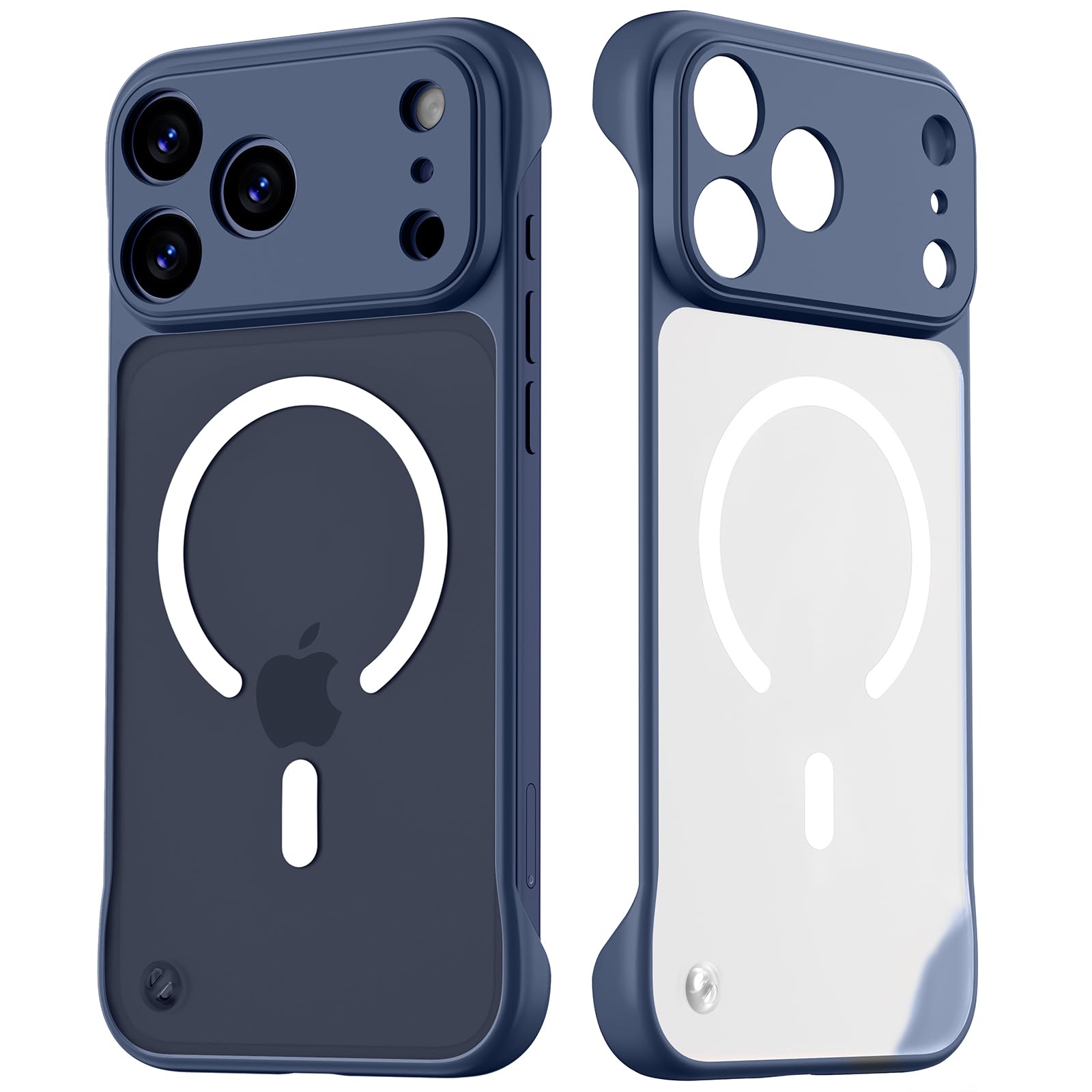 Norllben Magnetic Slim Case for iPhone 17 Pro Max, Compatible with MagSafe, Clear Frosted Ultra-Thin Frameless Borderless Design Cover Bumper (6.9-inch 17 Promax OriginFit), Blue