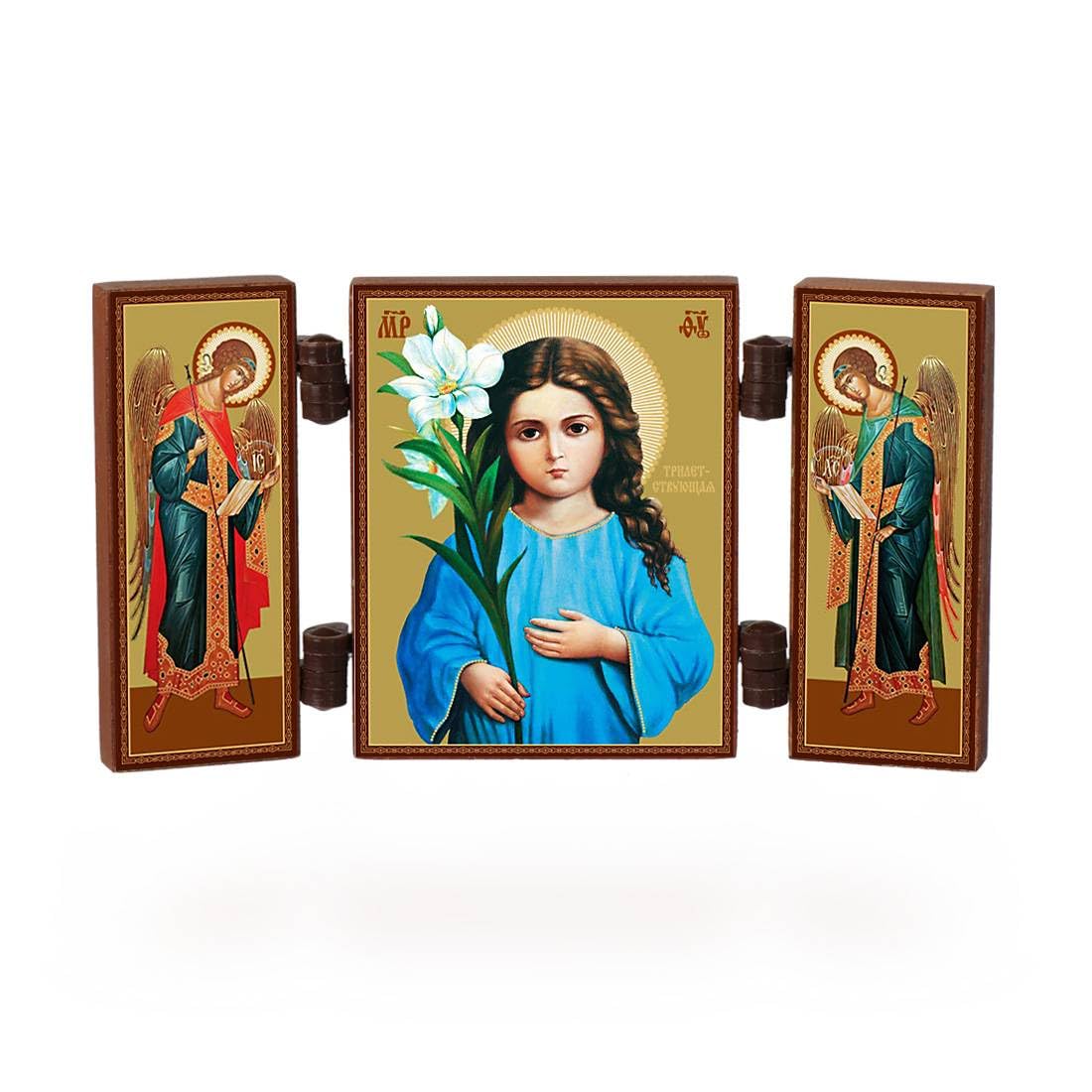 NKlaus - Triletstvujushhaja Mother of God - Christian icon triptych - travelling altar wood 36173