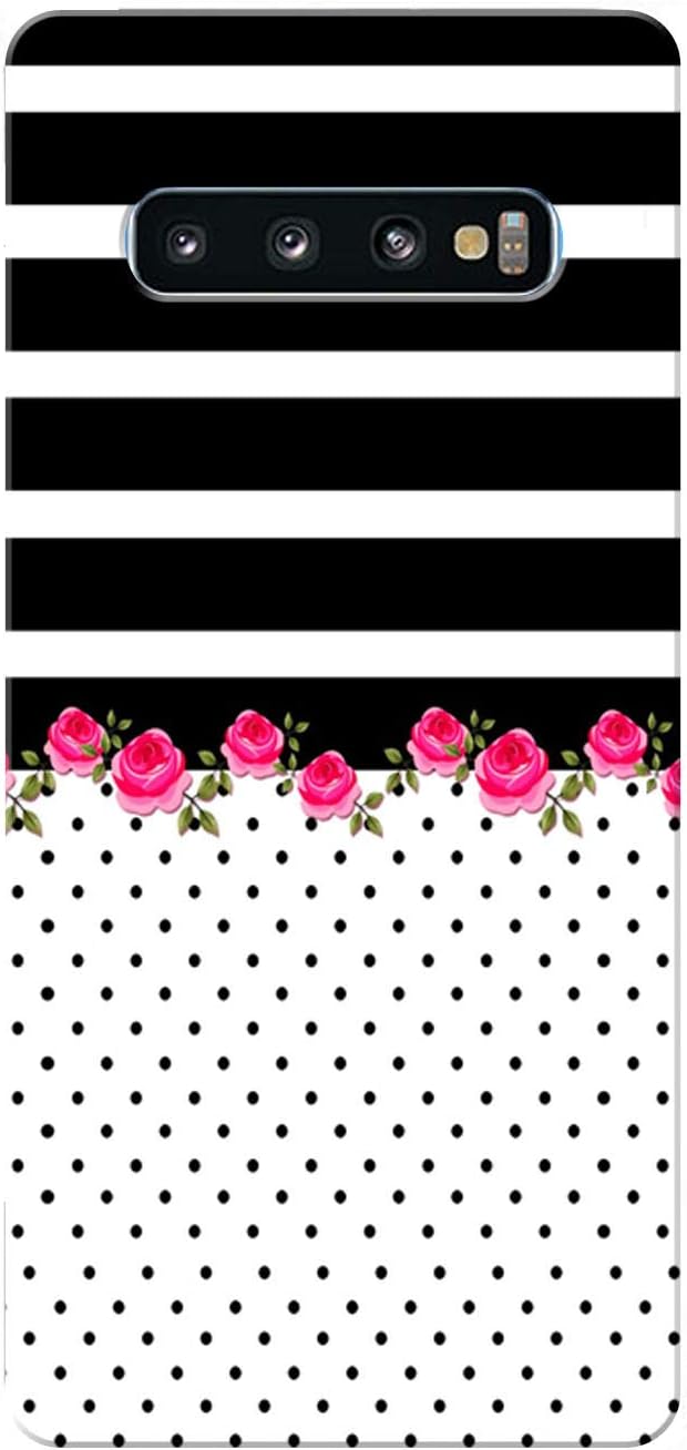 Humor Gang Polka Line Mix Flower Art Printed Design TPU Slim Soft Transparent Clear Flexible Silicon Mobile Back Cover for Samsung Galaxy S10 Plus