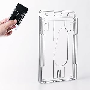 1pc Vertical Hard PC Card Protector, Transparent ID Badge Holder with Thumb Slot for Office Badges Credit Cards Driver's Lice