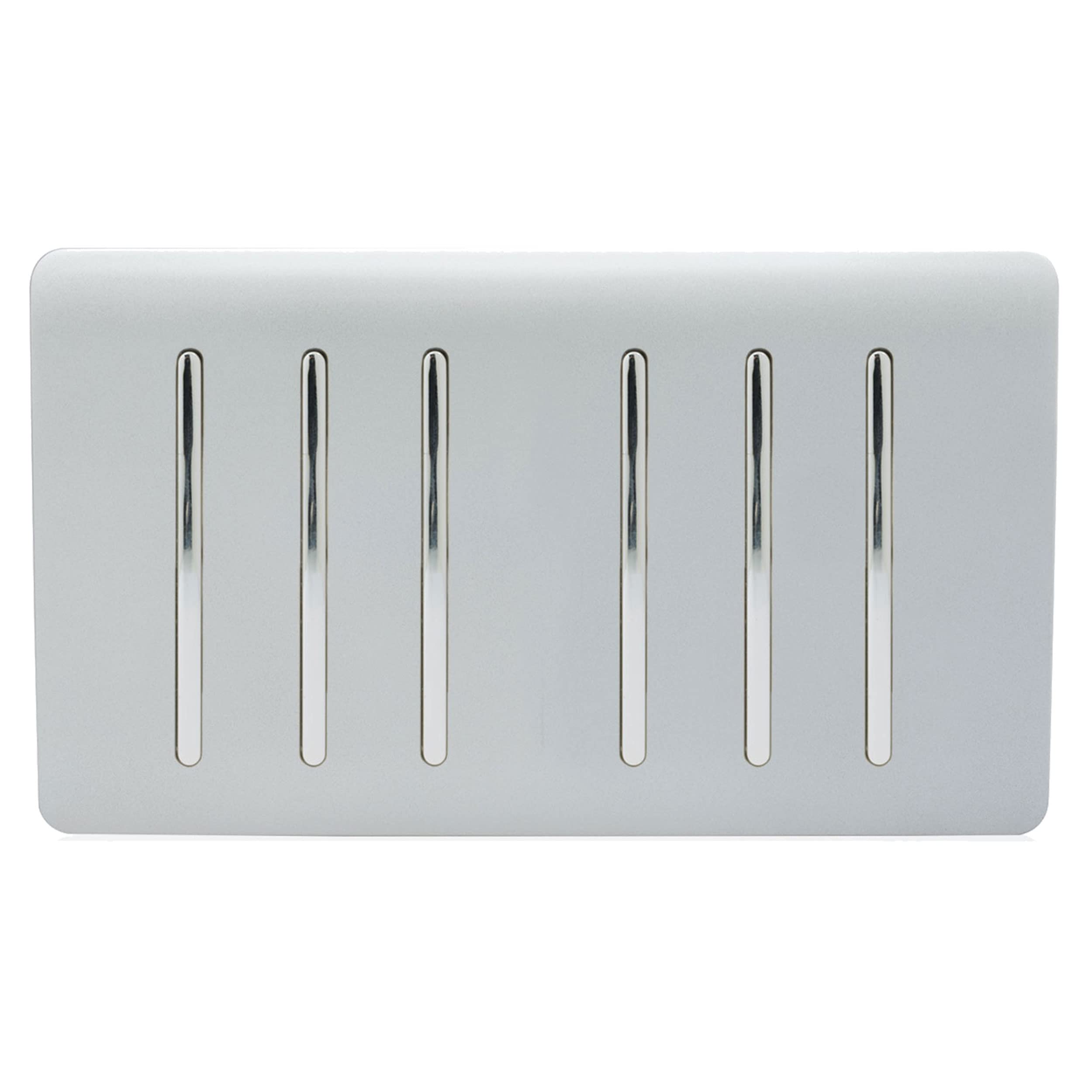 Trendi Artistic Modern Glossy 6 Gang 1 Way Rocker Gold Double Plate Tactile Light Switch in Silver