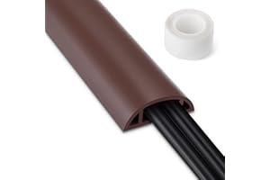 LZEOY 5.5FT Floor Cord Cover, Brown Soft Cable Cover Floor, Large Size Extension Cord Covers for Floor, Power Cord Protector Floor Wire Cover - Cord Channel Diameter: 0.7" (W) x 0.4" (H)