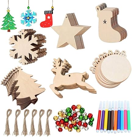 Download Anyasen Wooden Decorations For Crafting 60 Pcs Wooden Christmas Decorations Wooden Embellishments Kids Crafts Wood Slices Wooden Ornaments Hanging Pendant For Diy Tree Decorations Amazon Co Uk Kitchen Home PSD Mockup Templates