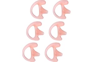 Commountain Soft Earmold for Walkie Talkie Acoustic Tube Earpiece, Silicone Ear Buds Compatible for Motorola Kenwood Baofeng Coil Tube Earpieces, 6-Pack, Pale Pink, Small Size for Right Ear